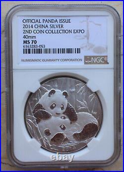 4 Pcs x NGC China 30g Silver Panda Medals Set Coin Collection Expo