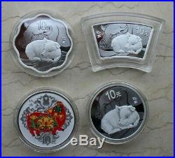4 Pieces of China 2019 Pig Silver 30g Coins Set