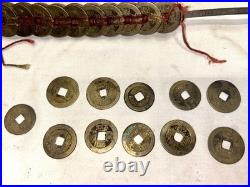 40 Ancient Chinese coins (17th Century). Coin Set, Hole Coins on String
