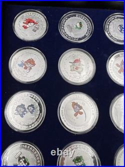 44 2008 Beijing Olympics Coin Set with 42 1 Oz. 999 Silver Coins & 2 Silver Medals
