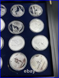 44 2008 Beijing Olympics Coin Set with 42 1 Oz. 999 Silver Coins & 2 Silver Medals