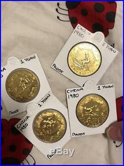4pc 1980 china winter olympic 1 yuan brass coin set