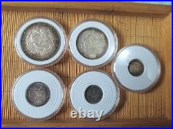 5 pcs china Qing Dy Guang XuYun Nan PR dragon Coins set, 100% Silver Coins