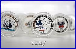 50pcs Tokyo 2020 Olympic Official 100g 999 Sterling Silver Mascot Badge Coin Set