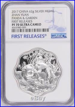 5PC NGC PF70 2017 Panda Garden Panda Coin Medal set Scallop First release 99set