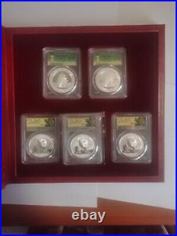 5PCS China 2016 silver panda coin sets, PCGS MS70