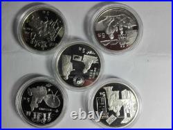 5pc china 1993 invention discovery silver coin set