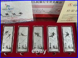 5pcs Beijing 2022 Winter Olympic Official Silver Colour Silver Bar Coin Set