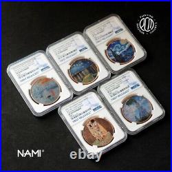 5pcs Coin set World Famous Paintings Silver medal Colorized Van Gogh/Monet/Klim