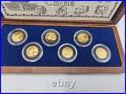(6) 1986-1990 1/10 oz. 999 Gold China Panda Coin Chinese Set (0.6 oz Gold)