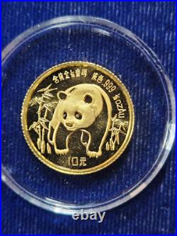 (6) 1986-1990 1/10 oz. 999 Gold China Panda Coin Chinese Set (0.6 oz Gold)