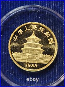 (6) 1986-1990 1/10 oz. 999 Gold China Panda Coin Chinese Set (0.6 oz Gold)