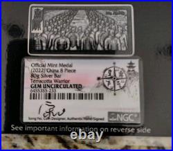 8 pc Silver 80 Gram Terracotta Warriors Set NGC Gem Unc 2022 China 888 Minted