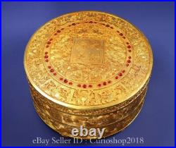 9.2 Old Chinese Dynasty Copper 24K Gilt Inlaid Gem Money Coin Set
