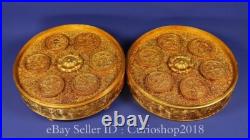 9.2 Old Chinese Dynasty Copper 24K Gilt Inlaid Gem Money Coin Set