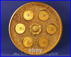 9.2 Old Chinese Dynasty Copper 24K Gilt Inlaid Gem Money Coin Set