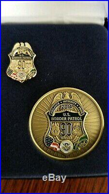 90th Anniversary U. S. Border Patrol Badge, Lapel Pin, and Challenge Coin Set