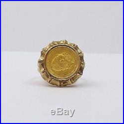 999 1/20 OZ GOLD PANDA COIN 1988 5 YUAN SET IN 14K RING Sz 7 NEW