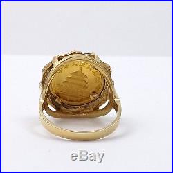 999 1/20 OZ GOLD PANDA COIN 1988 5 YUAN SET IN 14K RING Sz 7 NEW