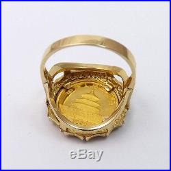 999 1/20 OZ GOLD PANDA COIN 1988 5 YUAN SET IN 14K RING Sz 7 NEW