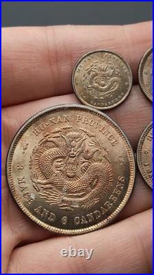 A Set 1898 China Qing Dynasty Kuang-Hsu Hunan Province Dragon Silver Dollar Coin