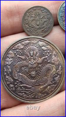 A Set 1906 China Qing Dynasty Kuang-Hsu Dragon Silver Dollar Coin