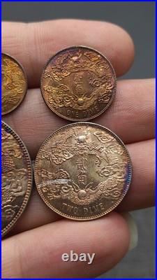 A Set 1911 China Qing Dynasty XuanTong Big Tail Dragon Silver Dollar Coin