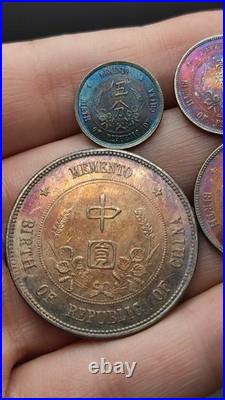 A Set 1927 Republic China Sun Yat-sen Portrait Commemorative Silver Coin