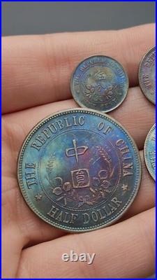 A Set 1927 Republic China Sun Yat-sen Portrait Commemorative Silver Dollar Coin