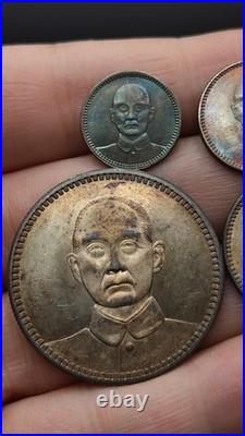 A Set 1928 Republic China Sun Yat-sen Portrait Silver Dollar Coin