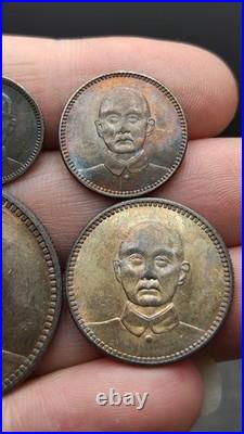 A Set 1928 Republic China Sun Yat-sen Portrait Silver Dollar Coin