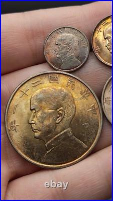 A Set 1932 Republic China 21Years Sun Yat-sen Portrait Silver Dollar Coin