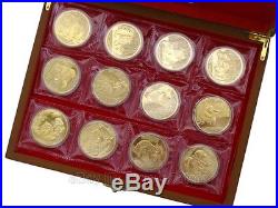 A Set of 12 Pcs Chinese Giant Panda (2006-2017) Gold Plated Coins With Box & COA