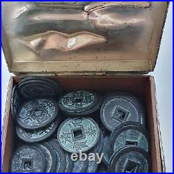 Ancient Chinese 62 Cash Coin Set- Trinket Box