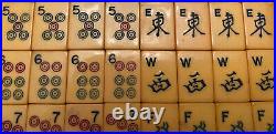 Antique Butterscotch Bakelite Mah Jong Mahjong Set 146 Tiles Coins Key In Case