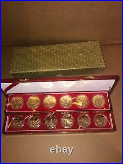 Bank Of China Set Of 12 Brass Chinese Lunar New Year Medals Coins
