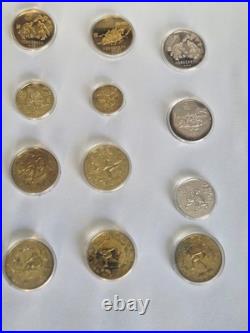 Beautiful Set of 12 Uncirculated 1980 China Olympic Proof Silver & Brass Coins