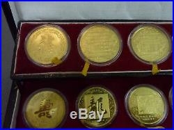 Boxed Set of 12 Solid Silver Gilt Chinese Medal / Coins Zodiac Animals 1981-1992