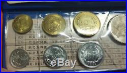 CHINA 1980 SET UNC The Peoples Bank Of China FDC 7 Coins Blue Wallet KMS PERFECT