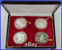 CHINA 1986 Historical Figures 4X 22 Gram Silver Coin Proof Set +BOX & COA GEM