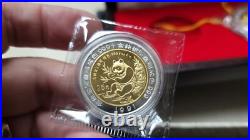 CHINA. 1991 2-Piece Bimetallic Proof Set, Panda Series 25y & Medal-Gold & Silver
