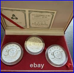 CHINA 1999 10 Yuan 50th Anniversary of China Silver Proof 3 coin set CHINA 1999 10 Yuan 50th Anniversary of China Silver Proof 3 coin set
