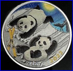 CHINA (2) 10 Yuan 2022.999 Silver Colorized Panda Day & Night Coin Set -OGP/COA