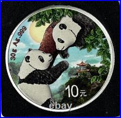 CHINA (2) 10 Yuan 2023 Silver Colorized Panda Day/Night Coin Set OGP/COA