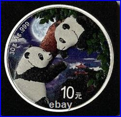 CHINA (2) 10 Yuan 2023 Silver Colorized Panda Day/Night Coin Set OGP/COA