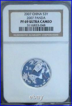 CHINA 2007 3 Yuan Silver Panda 25th Aniv Comp. Set NGC PF69 ULTRA CAMEO 25 Coins