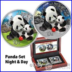 CHINA PANDA Night and Day Set Silver Coins 10 Yuan China 2024