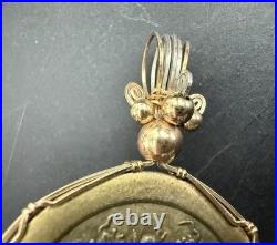 CHINESE COIN SET COIN CHARM PENDANT WRAPED IN 10k GOLD WIRE