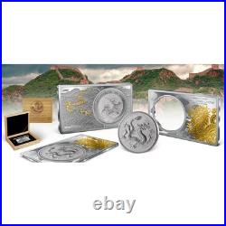 CHINESE DRAGON 2025 Premium Set 1 oz Silver Coin & 2 oz Silver Bar China MDM