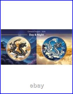 CHINESE DRAGON Day & Night Set 2x 30g Silver Coin 10 Yuan China 2026
